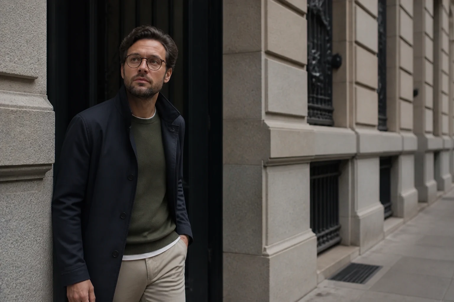 Adult leaving home in a coordinated everyday outfit